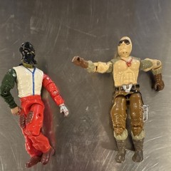 Fully Jointed Multicolor Action Figure Lot of 2 Red Green Tan Brown Vintage Toy