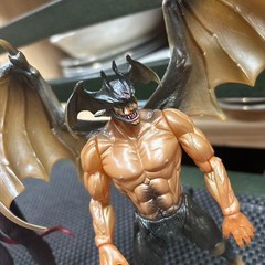 Devilman Figure 2pc Movable Set Red Gold with Stand Authentic Original