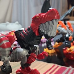 Plastic Action Figure Red Gray Black Yellow Transforming Robot T-Rex Toy