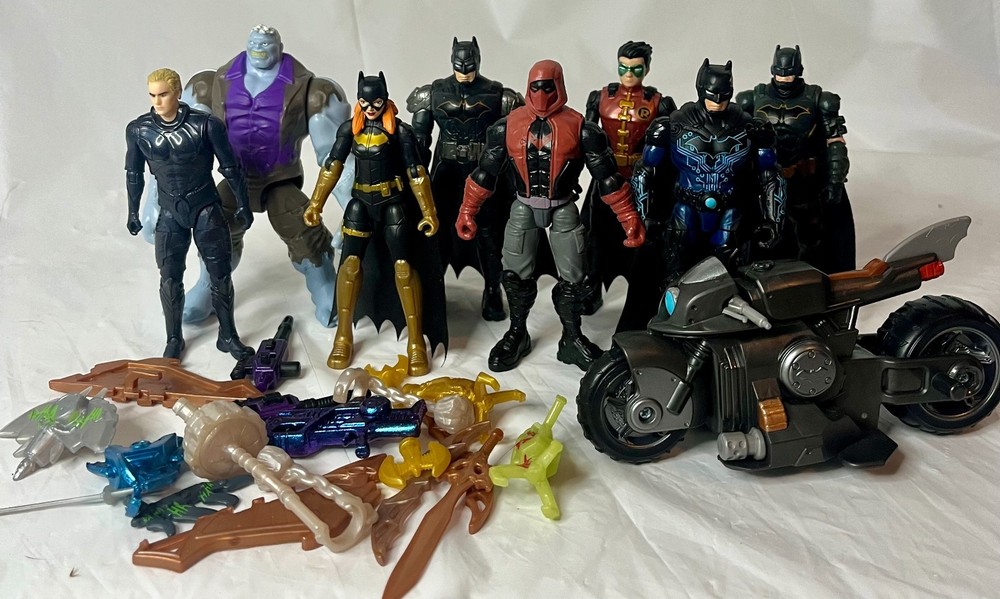 Spin Master DC Batman 8 Figure Lot Batcycle Red Hood Batgirl Solomon Grundy Orm