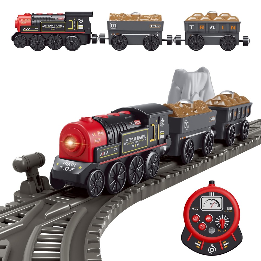 Motorized Train for Wooden Track, Remote Control Train with Magnetic Connecti…