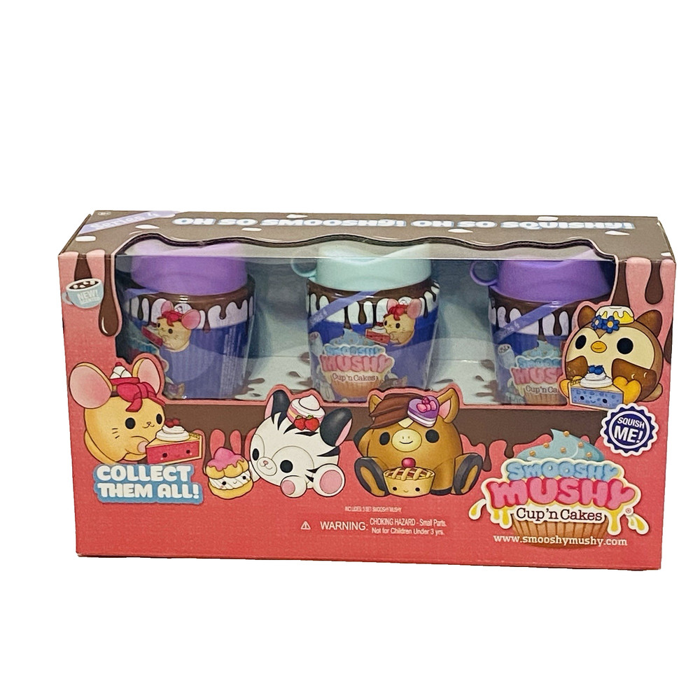 Smooshy Mushy Cup’n Cakes Set of 3 in Series 4 Scented Purple Blue NIB