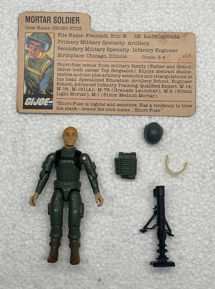 Vintage 1982 Straight Arm Short Fuze G.I. GI Joe v1 100% Complete Figure 3.75