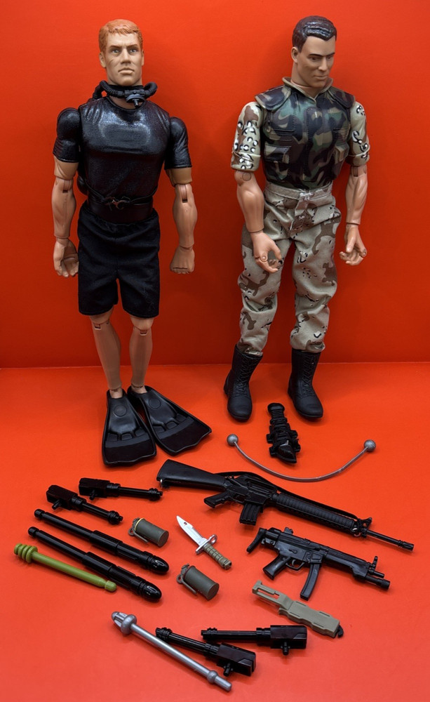 1996 Lot of Two (2) Hasbro Pawtucket RI G.I. Joe 12″ Figures w/ clothes, weapons