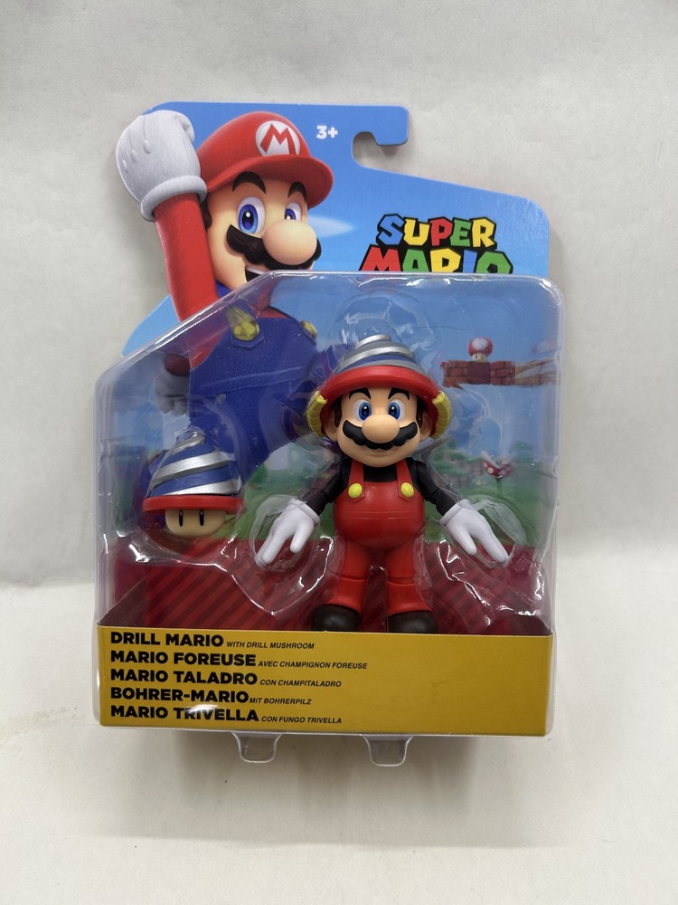 Jakks Pacific World of Nintendo Super Mario DRILL MARIO 4″ Figure w/Mushroom