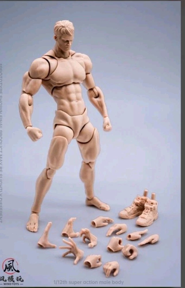 1/12 Scale Super Action Male Ver. B “WHITE” 6″ Customizable FigureBY WIND TOYS