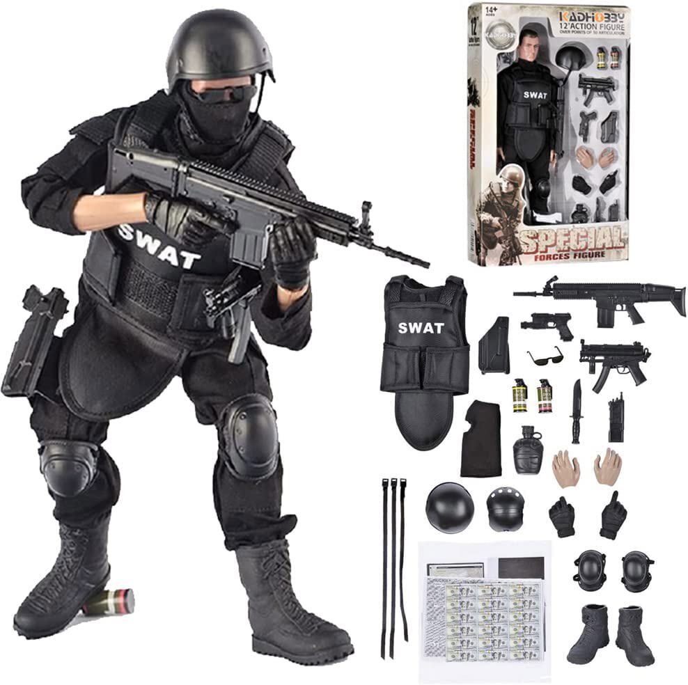 1/6 Figure Model Soldier SWAT Police Uniform Military Army Body with Weapon Suit