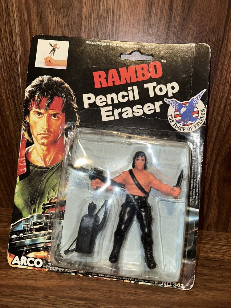 1986 Rambo Pencil Top Eraser ARCO Sylvester Stallone