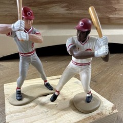 Johnny Bench Joe Morgan Cincinnati Reds Display Figure Lot Attached Wood Base
