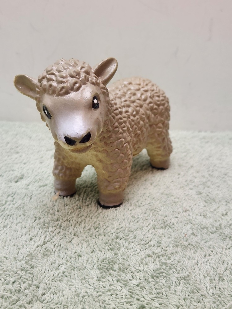 2006 Sheep Gray With Black Eyes Soft Rubber Toy Figure 4.75″ Long