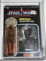 VINTAGE KENNER STAR WARS 1985 POTF EV-9D9 AFA UNIFIED 6.5 (70) MOC FIG IS A 9.2