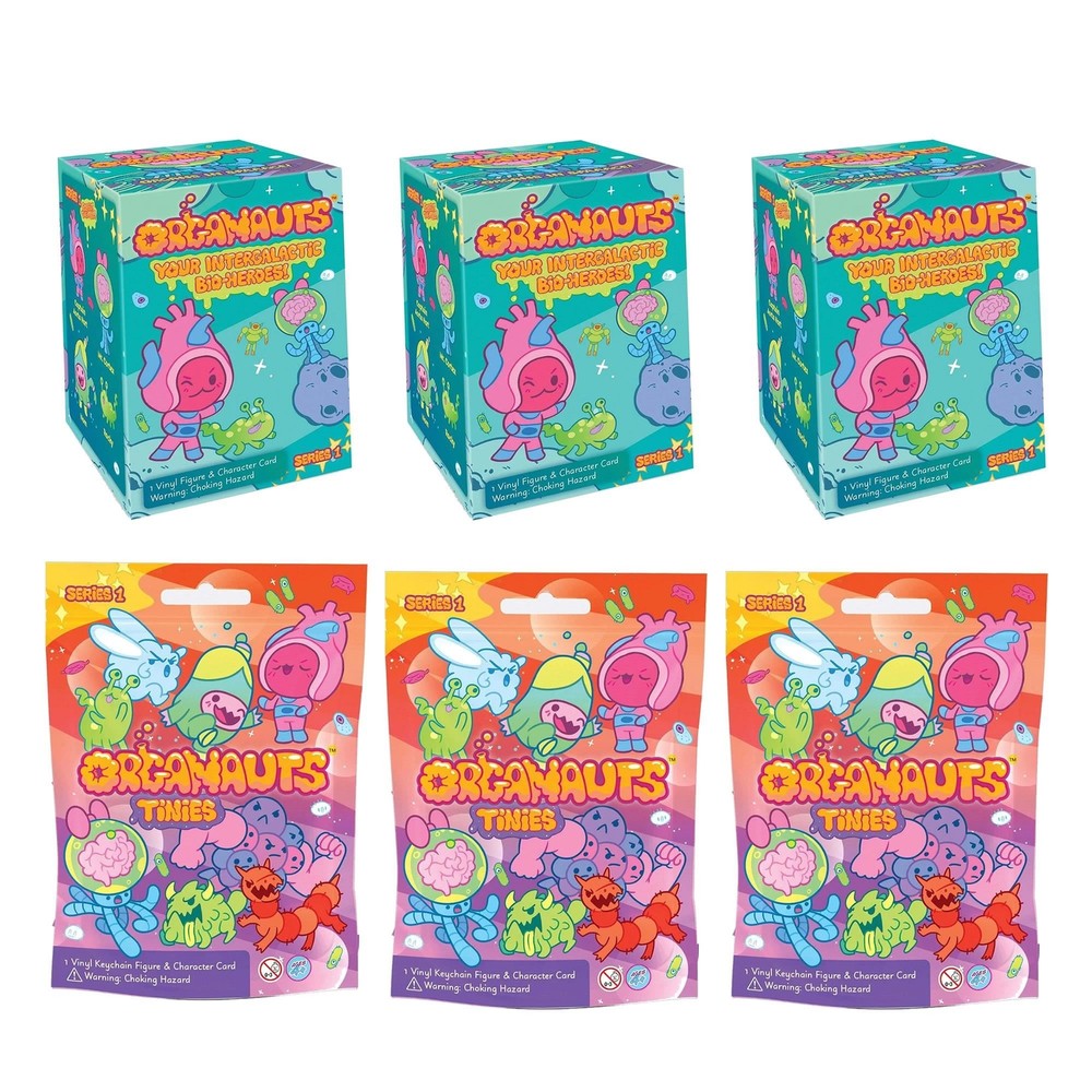 Organauts Tinies Keychain & Figure Bundle 6pc Space Bio-Heroes Organ Learning