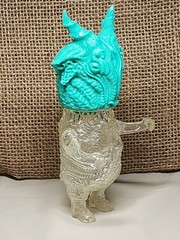 Moucoyama Baphomet Goat Head 6.5 ” Tall Sofubi Japan Teal Head Clear Body/arms