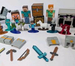 Minecraft Action Figure 34 Pc Lot Mixed Characters Blocks Varies Sizes Metal