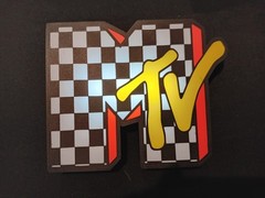 Retro 1980s style MTV Music TV Mtv Checkered Lightbox sign retro logo light box