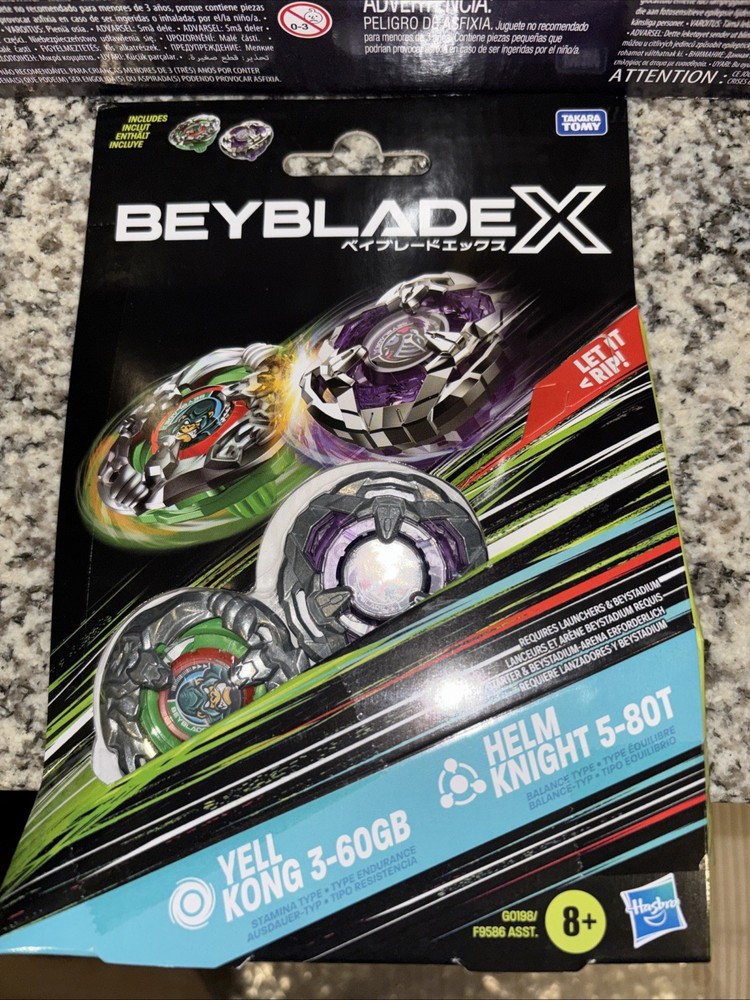 Beyblade X Yell Kong 3-60GB & Helm Knight 5-80T Starter Pack NIB Sealed