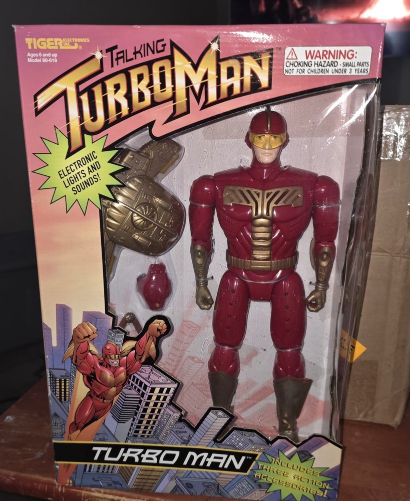 ORIGINAL PROP TOY FROM 1996″JINGLE ALL THE WAY” TALKING TURBO MAN ACTION FIGURE