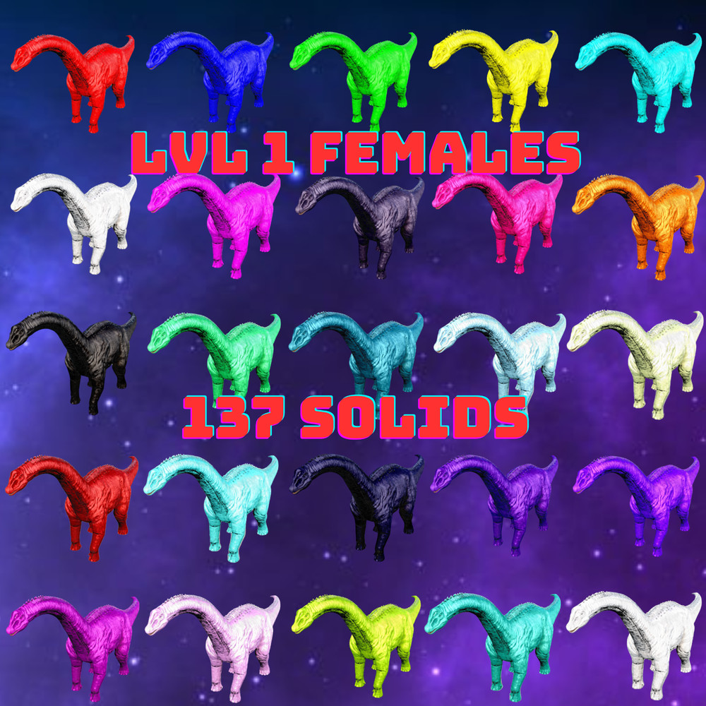 Ark Survival Ascended PVE Brontosaurus Lvl 1 Female 137 Solid Colors