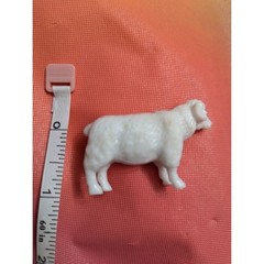 Ubranded hard PVC plastic albino white red eyes ram farm animal mini under 2 in