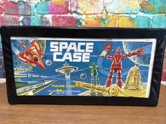 Vintage 1980s Tara vinyl plastic Space Case toy figure carrying storage w/trays