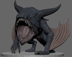 Chibi Monster Dragon ,3d printed figure painted, Monster Villian