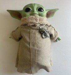 Star Wars Grogu Figure 12 in Green/Tan Plastic & Fabric w/ Robe, Necklace
