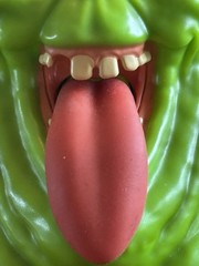 Ghostbusters 2016 Slimer Mattel Pull Tongue Talking Toy Tested Working ~ 6” Tall