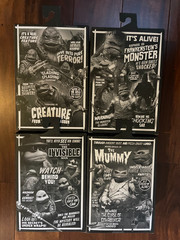 NECA Teenage Mutant Ninja Turtles Universal Monsters Set Of 4 Black White NIB