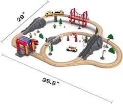 72Pc Wooden Train Tracks Lot Railway Pieces Set Play for Thomas the Train Brio