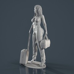 Unpainted resin figurine. Beautiful woman girl with bags 1:18 1:24 1:32 1/43