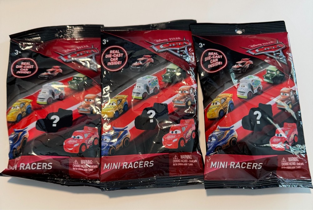 Lot of 3 Disney 3 Cars Mini Racers Car Blind Bags New/Sealed/Random/Free Ship