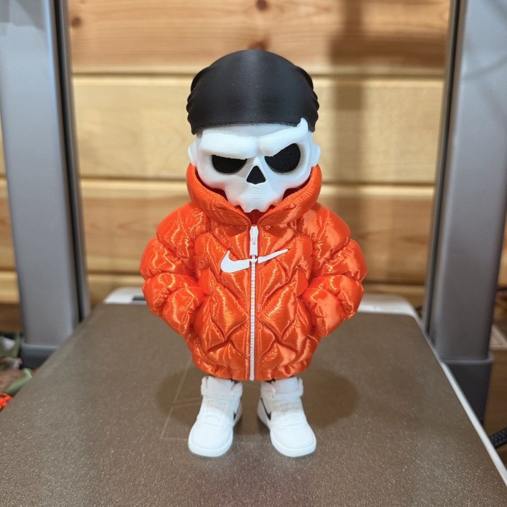 Nike Skeleton Figure Urban Theme Orange Jacket White Shoes Plastic Fabric