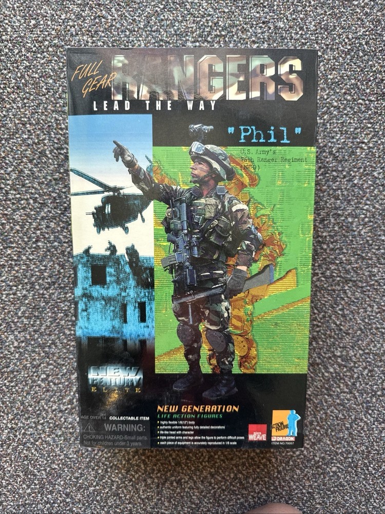 Dragon Ranger Lead Way 75th Sniper Phil 1/6 Scale Action Figure 12″ RARE used