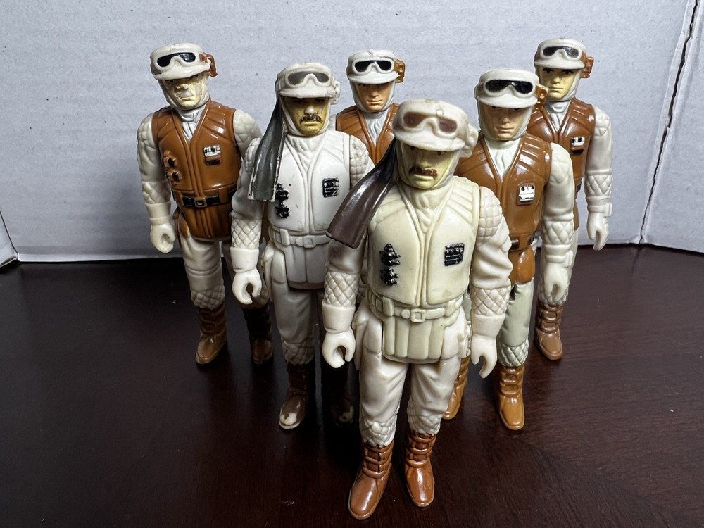 VINTAGE KENNER STAR WARS 1980 HOTH REBEL SOLDIER COMMANDER ARMY LOT 6 FIGURES