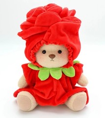 Handmade Fully Jointed 12inch Red Rose Brown Teddy Bear For Valentines Day
