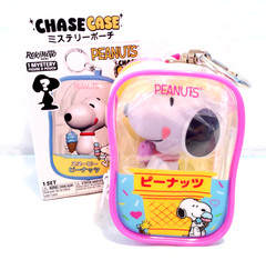Rokimoto Peanuts Chase Case Rare Snoopy Figure & Ice Cream Pouch Keychain -READ-