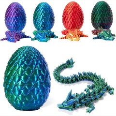 Easter Gift 3D Printed Dragon w/Egg Crystal Dragon Fidget Toys Full Articulated