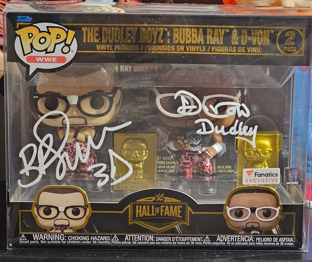 Dudley Boyz Funko Figure AUTOGRAPHED Fanatics Authentication Bubba Ray Devon