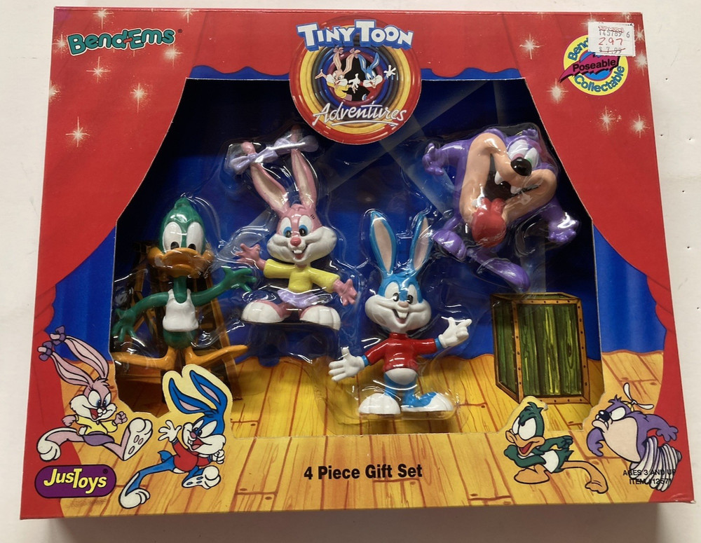 Vintage Tiny Toons Adventures Gift Set Bend-Ems Bugs Bunny Bendable Justoys