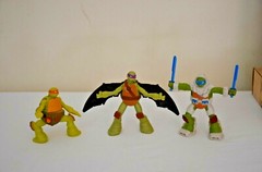 LOT 3 TMNT Ninja Turtles Viacom Action Collectables McDonald 2016 3″ Happy Meal