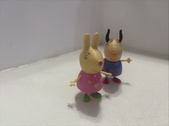 Vintage Peppa Pig Jazwares Madame Gazelle Rebecca Rabbit Figure Lot of 2
