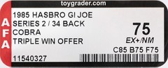 GI Joe Original Vintage 1985 Triple Win Cobra Soldier MOC AFA 75 (BROKEN O-RING)