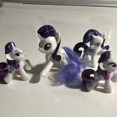 My Little Pony Set of 4 Rarity Horse Figures White Purple Plastic MLP