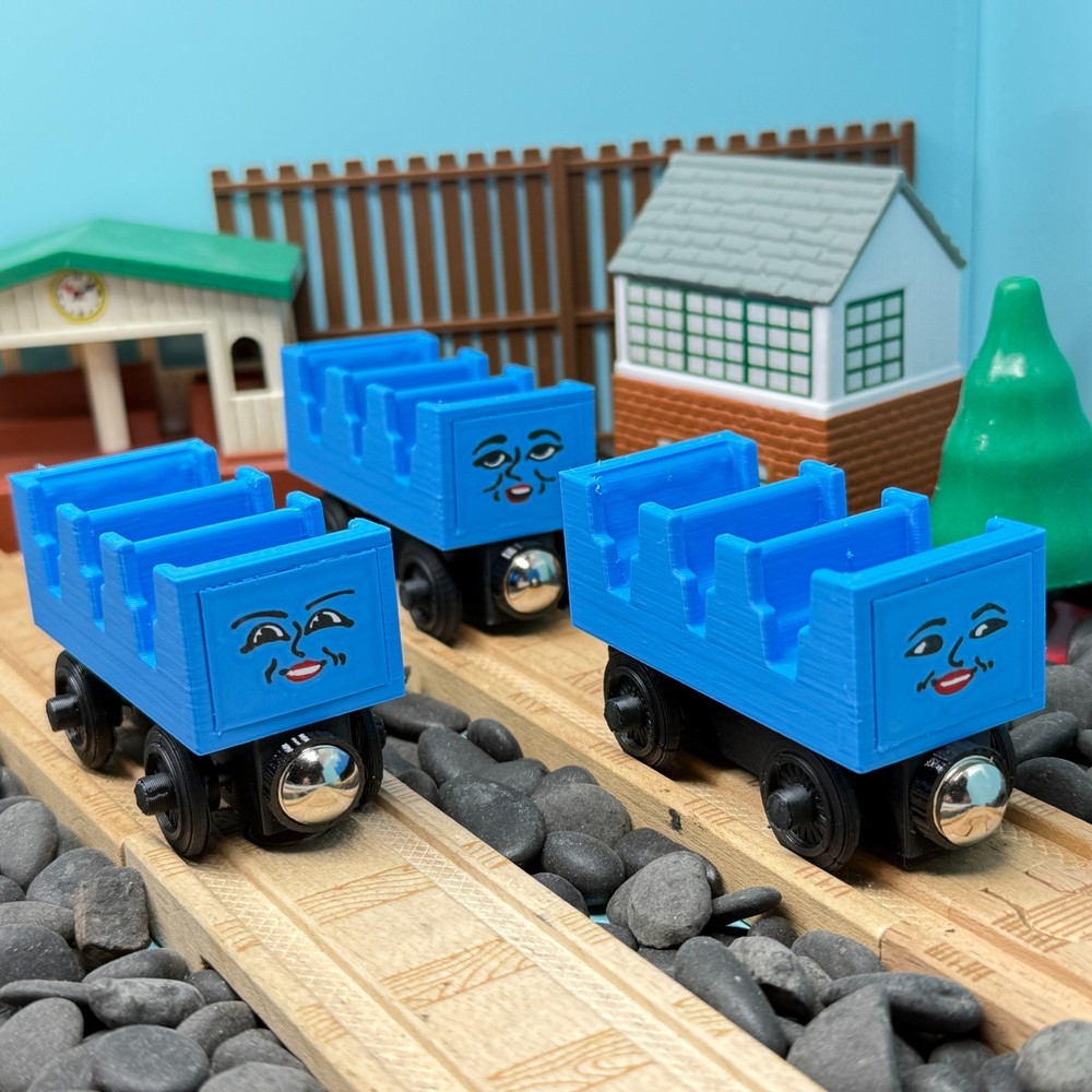 Thomas Wooden Railway Open Coach ADA, JANE & MABEL Train Custom Made READ