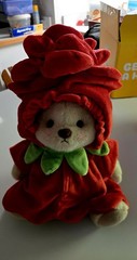 Handmade Fully Jointed 12inch Red Rose Brown Teddy Bear For Valentines Day