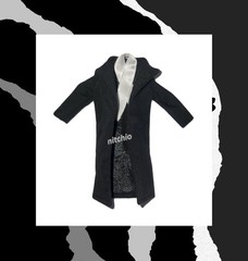 Mezco One:12 Pruneface – BLACK OVERCOAT & WHITE SILK SCARF 1/12 Soft Goods