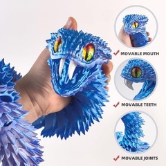 48.8″ Large 3D Printed Articulated Snake Toy – Movable Teeth, Fidget Decor for H