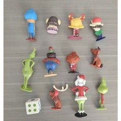 Dr. Seuss How the Grinch Stole Christmas 12 Piece Action Figure Play Set, New