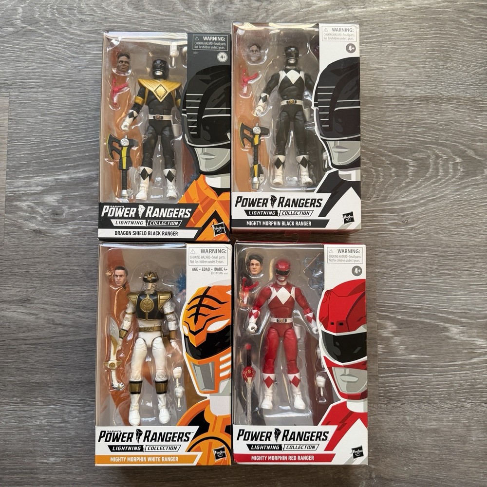 Power Rangers Lightning Collection Lot – MMPR Red, White & 2x Black Rangers