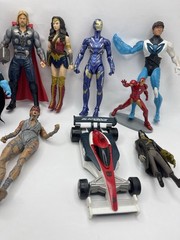 Lot of 14 Action Figures Marvel, DC, Power Rangers, Transformers Toy Bundle